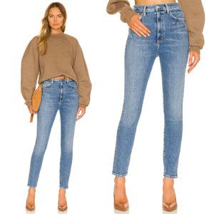 Agolde Pinch Waist Skinny Jeans High Rise Cropped Ankle Fray Stretch Denim Amped